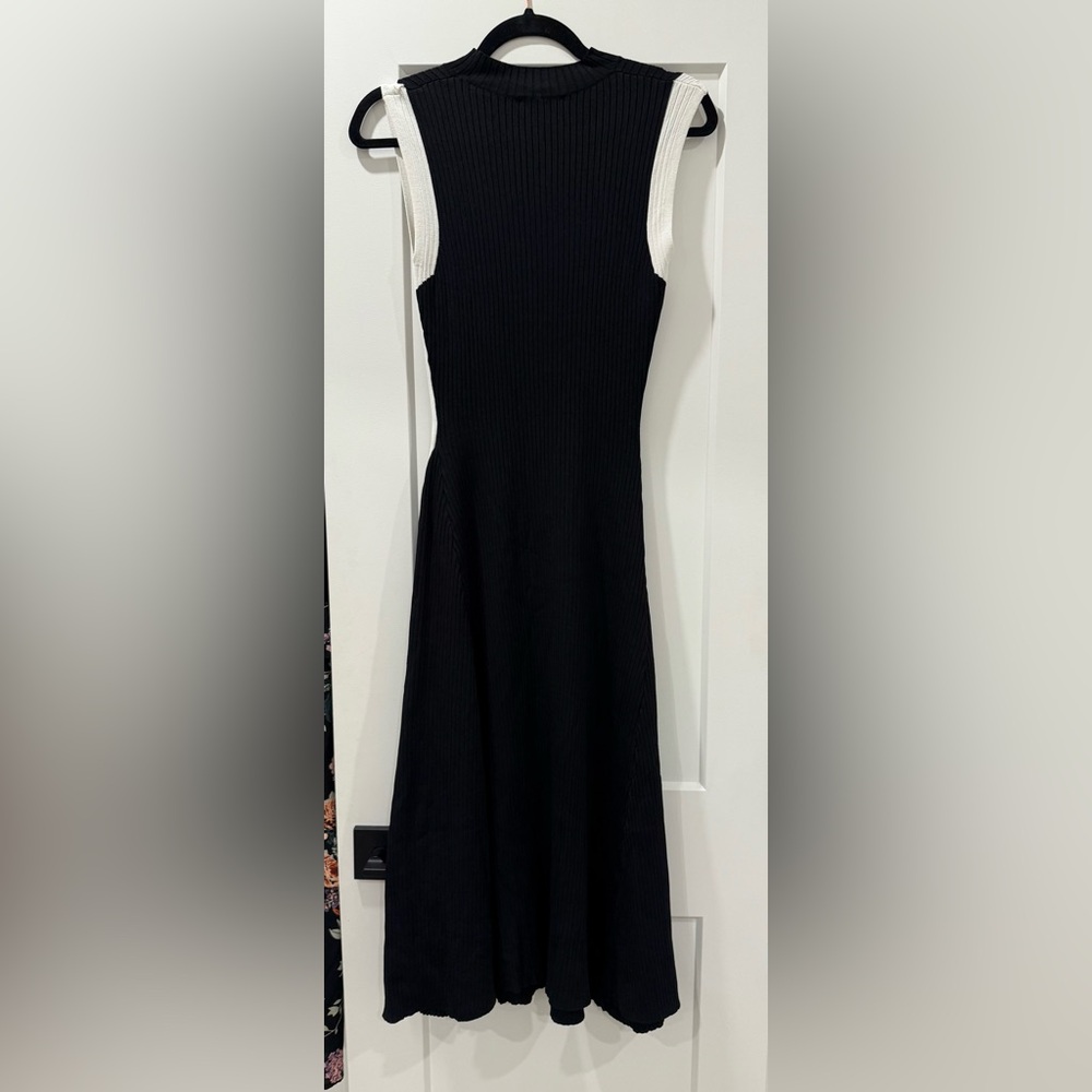 🆕 Maje Split & Contrasting Midi Ribbed Dress - Picture 9 of 11